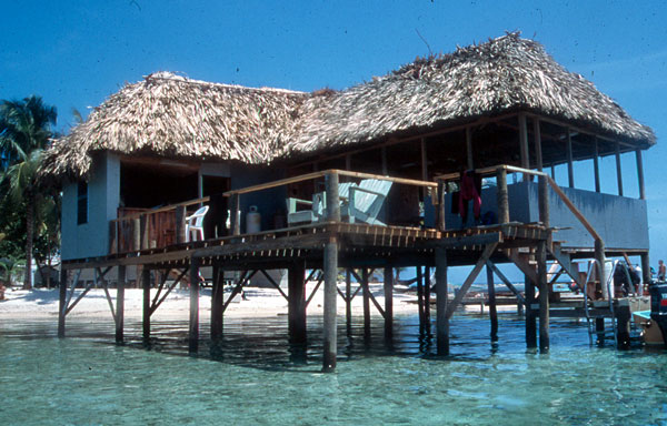 The dining room/ bar over the water, also the entrance for the shore dive.